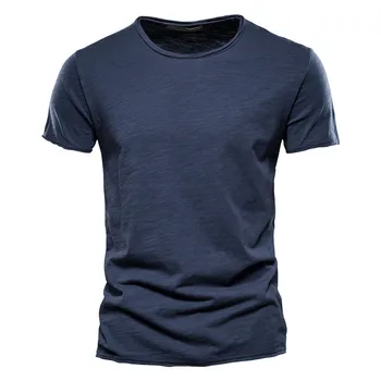 MRMT 2023 Фирменная новинка, мужская Тонкая Хлопковая футболка с однотонными рукавами, Европейский Код, Корейская модная Повседневная футболка Для мужчин