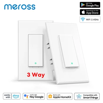 Meross 3-полосный умный переключатель, WiFi Выключатели света, кнопочный настенный выключатель, Работа с HomeKit Alexa Google Assistant SmartThings