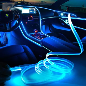 1 М/2 М/3 М/4 М/5 М Разноцветный Автомобильный интерьерный Светодиодный Декоративный Светильник EL-Проводка Неоновая лента Для Авто DIY Гибкий Рассеянный Свет USB Вечерние