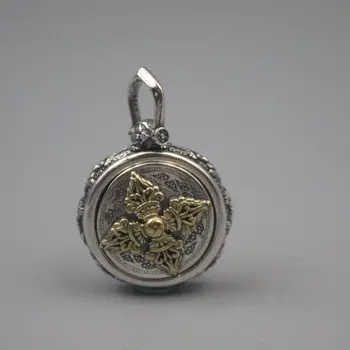 Настоящее Серебро 925 Пробы, Ваджра, круглый кулон + цепочка Rolo, ожерелье 19,7 