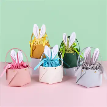 2023 Пасхальная подарочная упаковка, сумка с кроличьими ушками, Корзина из спилка, Портативная подарочная коробка для вечеринки, Красочная коробка для яиц, конфет