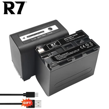 R7 7200 мАч NP-F960 NP-F970 NPF980 NPF960 Аккумулятор с зарядкой через USB + кабель Type C для Sony PLM-100 CCD-TRV35 MVC-FD91 MC1500C