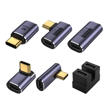 Адаптер USB C U-образный Адаптер с прямым углом, Тип C Женский, тип C мужской, 40 Гбит/с, Адаптер быстрой передачи данных, конвертер, адаптер для зарядки