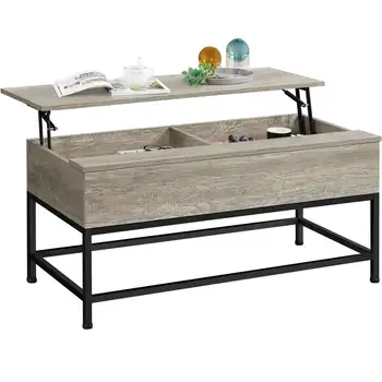 Журнальный столик с подъемной крышкой из дерева и металла, серый в деревенском стиле, мебель для гостиной, простая и современная