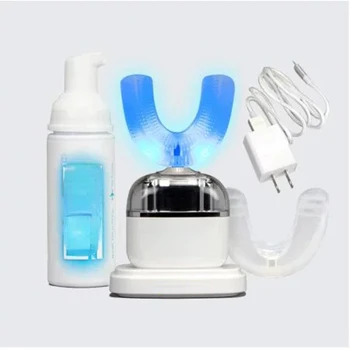 Зубная щетка для отбеливания зубов без помощи рук с массажем десен и технологией Sonic Blue, белая