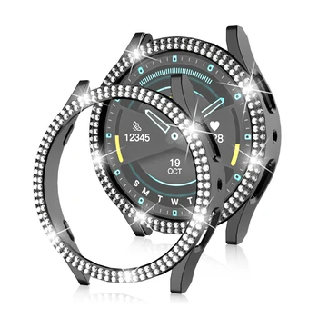 Чехол для Samsung Galaxy Watch 5 Чехол 44 мм 40 мм Аксессуары Bling Модный двухрядный бриллиантовый бампер Galaxy Watch 5 Защитная крышка
