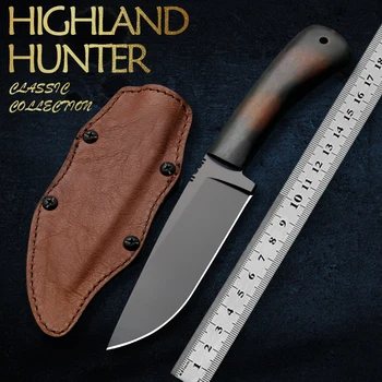 Highland Hunter 80CRV2 стальной нож для выживания при прогулках на открытом воздухе высокой твердости, высококачественный военный спасательный нож