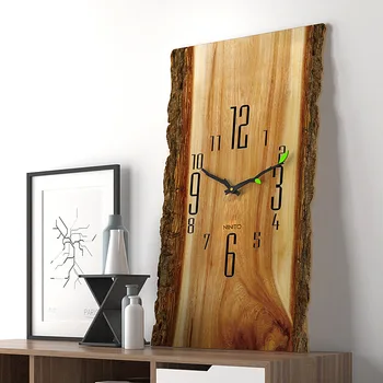 Настенные часы с креативным рисунком дерева в Скандинавском стиле для Гостиной, простые современные бесшумные кварцевые часы с деревянными накладками