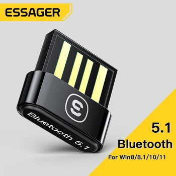 Essager USB Bluetooth 5.1 Адаптер Приемник Ключ для ПК Беспроводная мышь Bluetooth 5.0 Наушники Гарнитура Динамик Портативный компьютер