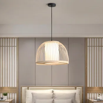 Бамбуковый подвесной светильник в современном китайском стиле E27 Hanglamp для спальни, гостиной, столовой, декор в стиле лофт, светодиодные подвесные светильники