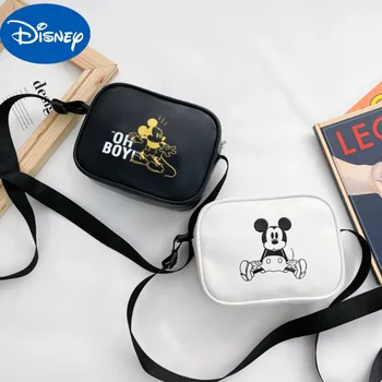 Disney 2023 Летняя Новая детская сумка-мессенджер с Микки Маусом, милая Мультяшная однотонная простая повседневная сумка через плечо