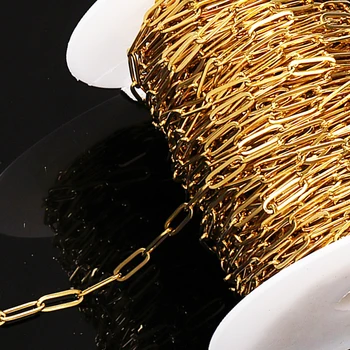 Цепочка из нержавеющей стали 10 метров/рулон, Высококачественные золотые плоские цепочки для ожерелья, браслета, изготовления ювелирных изделий, компоненты 