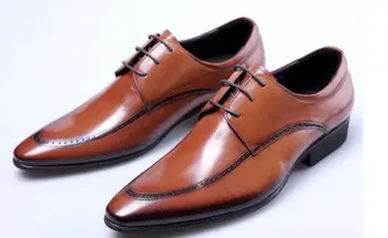 Новые высокие модельные туфли ручной работы в стиле ретро с острым носком ручной работы из натуральной кожи с перфорацией типа 