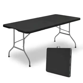 складной стол длиной 6 футов, переносные пластиковые столики для вечеринки, пикника, кемпинга, черный