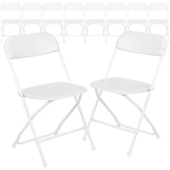 Серия пластиковых складных стульев - белый - 10 упаковок, вместимость 650 фунтов, Удобное кресло для мероприятий - Легкий складной стул