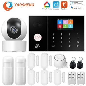 Yaosheng Tuya Wifi Gsm Охранная Сигнализация Работает С Alexa Домашний Охранный Детектор Движения Датчик Дыма Двери Окна IP-камера