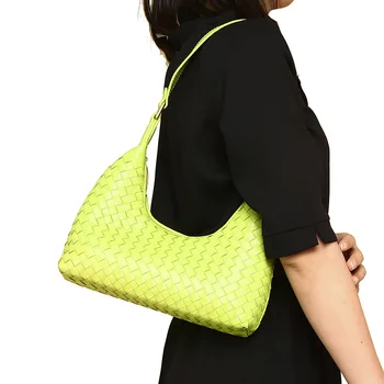 Женские сумки через плечо из мягкой овчины, женская сумочка, Модные тканые сумки-хобо из натуральной кожи Высокого качества