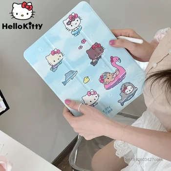 Sanrio Hello Kitty Защитный Чехол Для Ipad Pro 11 12.9 Apple Air 4 5 Роскошная Зеркальная Крышка С Прорезью для ручки Чехол для Ipad 8 9 10 поколения