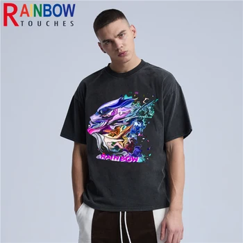 Rainbowtouches 2022 Брендовая Мужская футболка High Street Rainbowt Color с Абстрактным Принтом, Мужские Винтажные футболки, Графическая футболка для пар