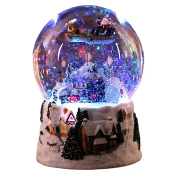 Хрустальный шар из смолы, музыкальная шкатулка, Вращающийся свет, Снежный шар, Стеклянные огни, Рождественский подарок с музыкой, Поделки Санта-Клауса, Декор рабочего стола