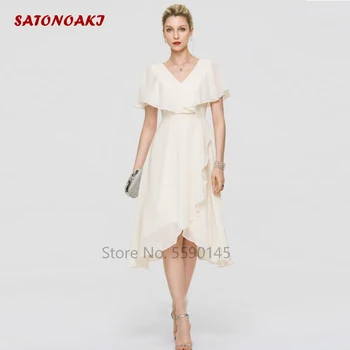 Vestidos De Novia Простое Элегантное Шифоновое Короткое Свадебное Платье 2023 для Женщин с рукавом 
