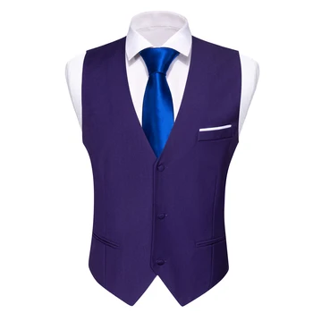 Новый мужской шелковый жилет, комплекты галстуков, классический сливово-фиолетовый приталенный жилет с V-образным вырезом для отдыха и вечеринок, деловой дизайнер Barry.Wang DM-2432