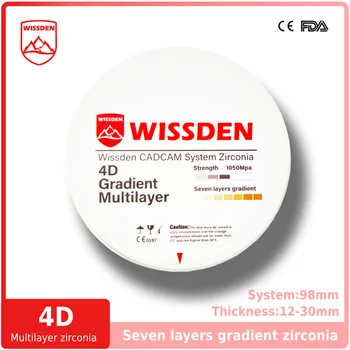 Wissden 4D Многослойные Циркониевые Блоки Зуботехнические Лабораторные Принадлежности 98,12-30 мм Для Реставрации зубных протезов CAD/CAM