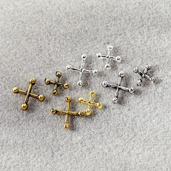 Классический металлический Крест для дизайна ногтей, Шарм, 3D Мини, Золото, Серебро, X-образный Сплав, крестообразное украшение для ногтей, Аксессуары для ногтей в стиле Панк