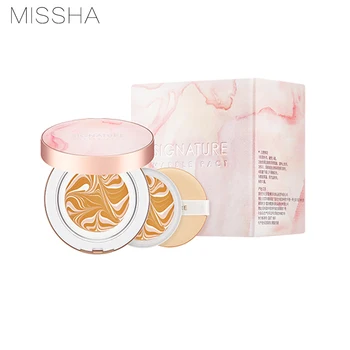 Missha Signature Marble Pact 15 г + Заправка 15 г Увлажняющей воздушной подушки, Контроль Масла, Поры, Невидимая основа для макияжа, Корейская косметика