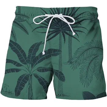 2023, Летние повседневные шорты с рисунком кокосовой пальмы, Мужские Пляжные Дышащие быстросохнущие Свободные шорты, мужские Модные шорты