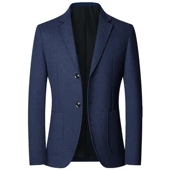 мужской блейзер, куртка 2023, весенне-осенний новый мужской костюм среднего возраста, повседневная одежда, одиночный пиджак, мужской блейзер, укороченный блейзер
