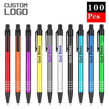 Цветная шариковая ручка 100шт, деловая реклама, Рекламные подарки, Персонализированная печать, Ручки для подписи с логотипом