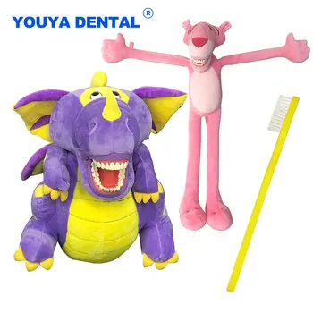 Чистка зубов Стоматологические плюшевые игрушки С зубной щеткой Обучающая модель зубов Для детей Детские мягкие игрушки для животных Стоматологический подарок