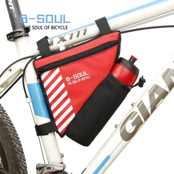 B-SOUL 600D Нейлоновая Водонепроницаемая Треугольная сумка, сумка на передней раме, Велосипедный топ, сумка-трубка С карманом для бутылки с водой, сумка для инструментов на открытом воздухе