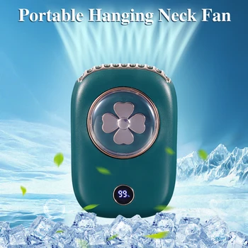 Мини Портативный Подвесной вентилятор на Шею Воздушный охладитель USB Перезаряжаемый Охлаждающий вентилятор без лопастей Со светодиодным экраном с регулировкой 3 скоростей Для лета