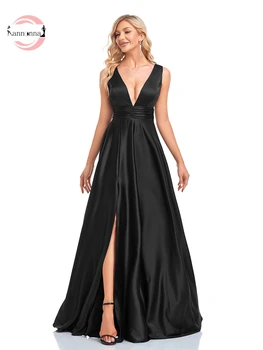 Маленькое черное вечернее платье Fannonnaf для торжественных случаев, Элегантные платья для выпускного вечера с V-образным вырезом, Сексуальные винтажные бальные платья на бретелях, Сексуальные винтажные бальные платья