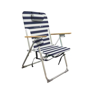 Открытый деревянный пляжный стул с рюкзаком весом 13 фунтов - сине-белый, 26,60x27,00x35,50 дюймов