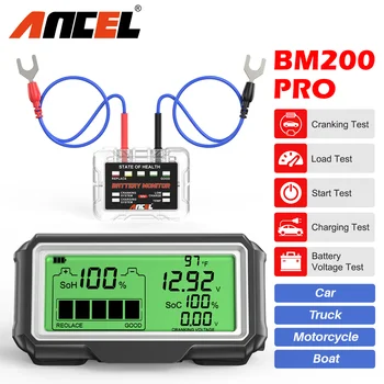 ANCEL BM200/BM300/BM200 PRO 12 В светодиодный Тестер батареи Монитор с головным дисплеем Инструмент для тестирования заряда батареи SOH SOC Анализатор