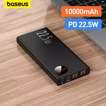 Baseus Power Bank 10000 мАч 22,5 Вт PD Быстрая зарядка Powerbank Портативный аккумулятор Быстрая зарядка для iPhone 13 Xiaomi Huawei ПоверБанк