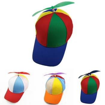 Модная красочная бейсболка в стиле пэчворк с бамбуковой стрекозой, Пропеллер для вертолета Для взрослых и детей, Забавные Хлопковые шляпы для родителей и детей