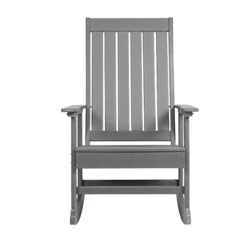 Уличное кресло-качалка Ez-Care Tek-Wood Adirondack Мебель из ротанга Садовый стул (Шиферно-серый/ белый) опционально