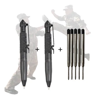 Тактическая ручка из авиационного алюминия, противоскользящая Военная тактическая ручка, 5 шт. с ручками для разбивания стекла Selfe Defense