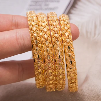 4шт Дубайские браслеты JPhoenix Цветочный браслет Медно-золотого цвета, свадебные браслеты Невесты для мужчин и женщин, ювелирные изделия