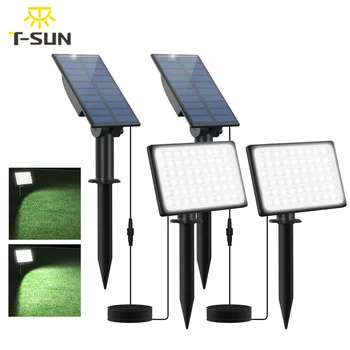T-SUN 2PCS 54LED Солнечный Свет Энергии Энергосберегающий Солнечный Садовый Светильник Открытый 3000 K/6000 K Солнечный Прожектор IP65 Солнечная Лампа Для Дорожки