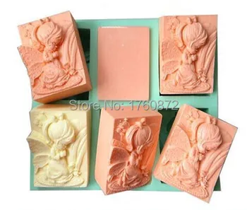 Бесплатная доставка, Оптовые продажи, форма для мыла с 6 Отверстиями для девочек-ангелов, силиконовая форма для торта, форма для шоколада, форма для мыла ручной работы
