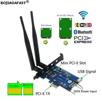 Mini PCI-E mPCIe к PCI Express 1X Карта беспроводного адаптера с 1 слотом для SIM-карты, две антенны для модуля WiFi BT/модема 3G 4G LTE
