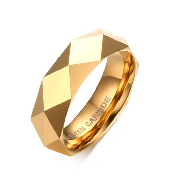 обручальные кольца из 100% карбида вольфрама, геометрические многогранные кольца для влюбленных, набор парных колец для мужчин и женщин золотого цвета
